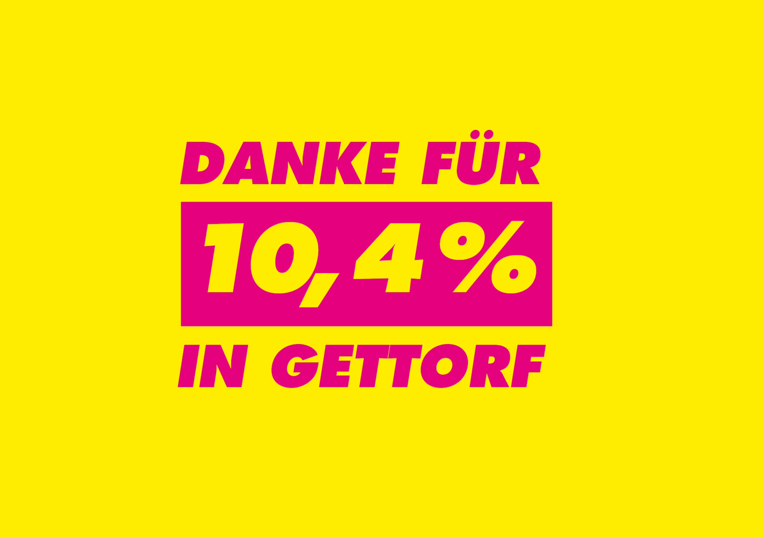 Schriftzug mit Danke für 10,4 Prozent in Gettorf